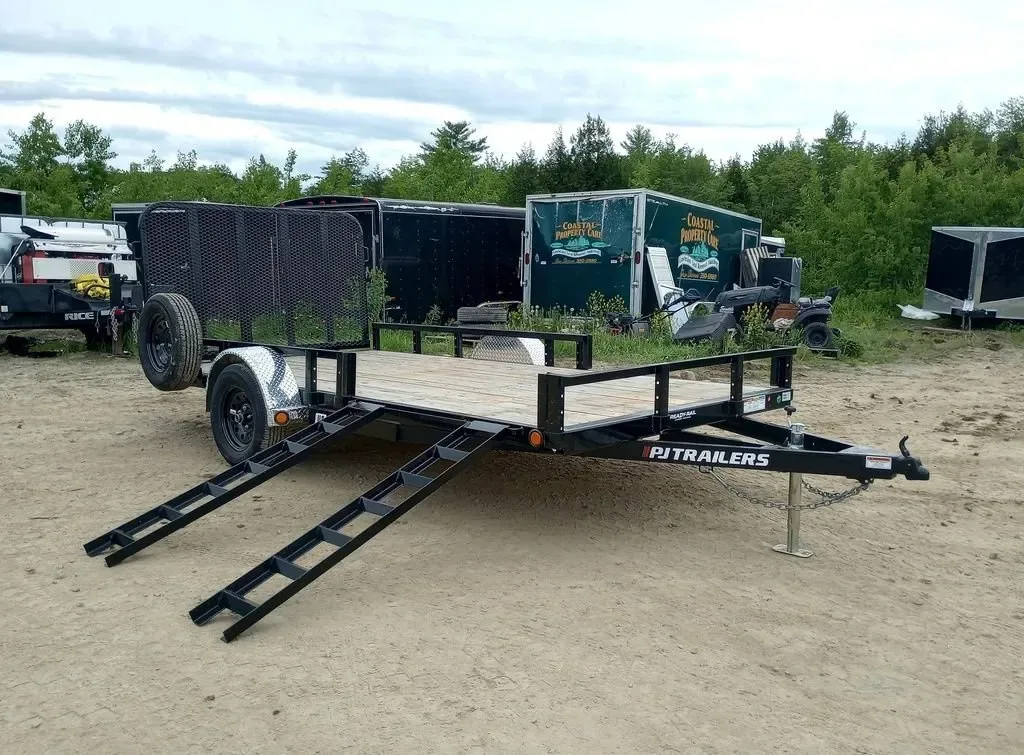 2024 PJ Trailers 7x14 Powder Coated Open Utility w/Rear Ramp Gate for sale at Ironyard