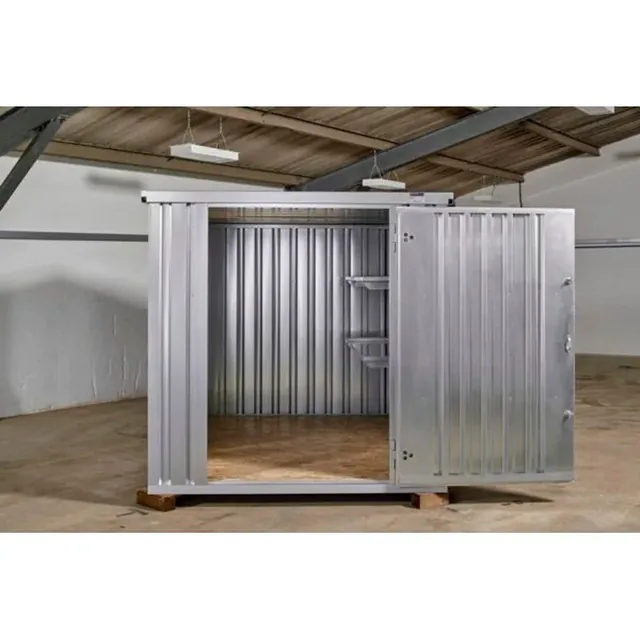 3M X 2.1M Flat Pack Storage Container - Galvanised Steel - shelving