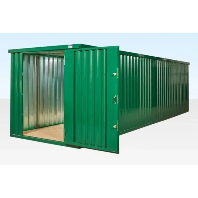 8M X 2.1M End Linked Flat Packed Container Bundle (Powder Coated) - doors open, open