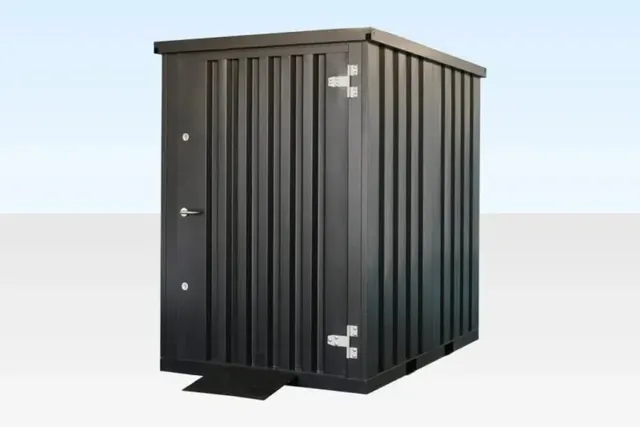 Flat Pack Metal Garden Store - exterior, doors closed