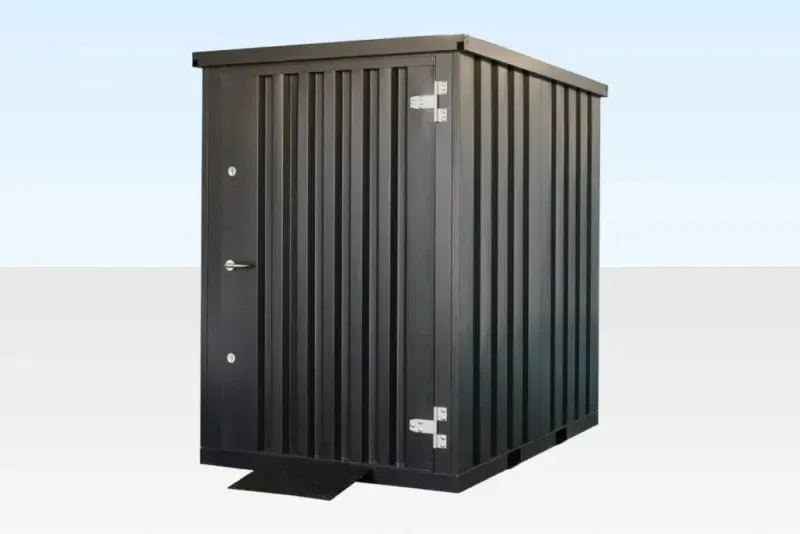 Flat Pack Metal Garden Store - exterior, doors closed