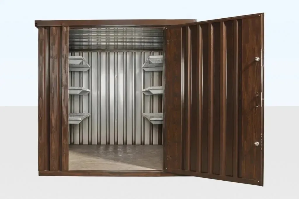 Wood-Effect Flat Packed Storage Container 2M X 2.1M - shelving